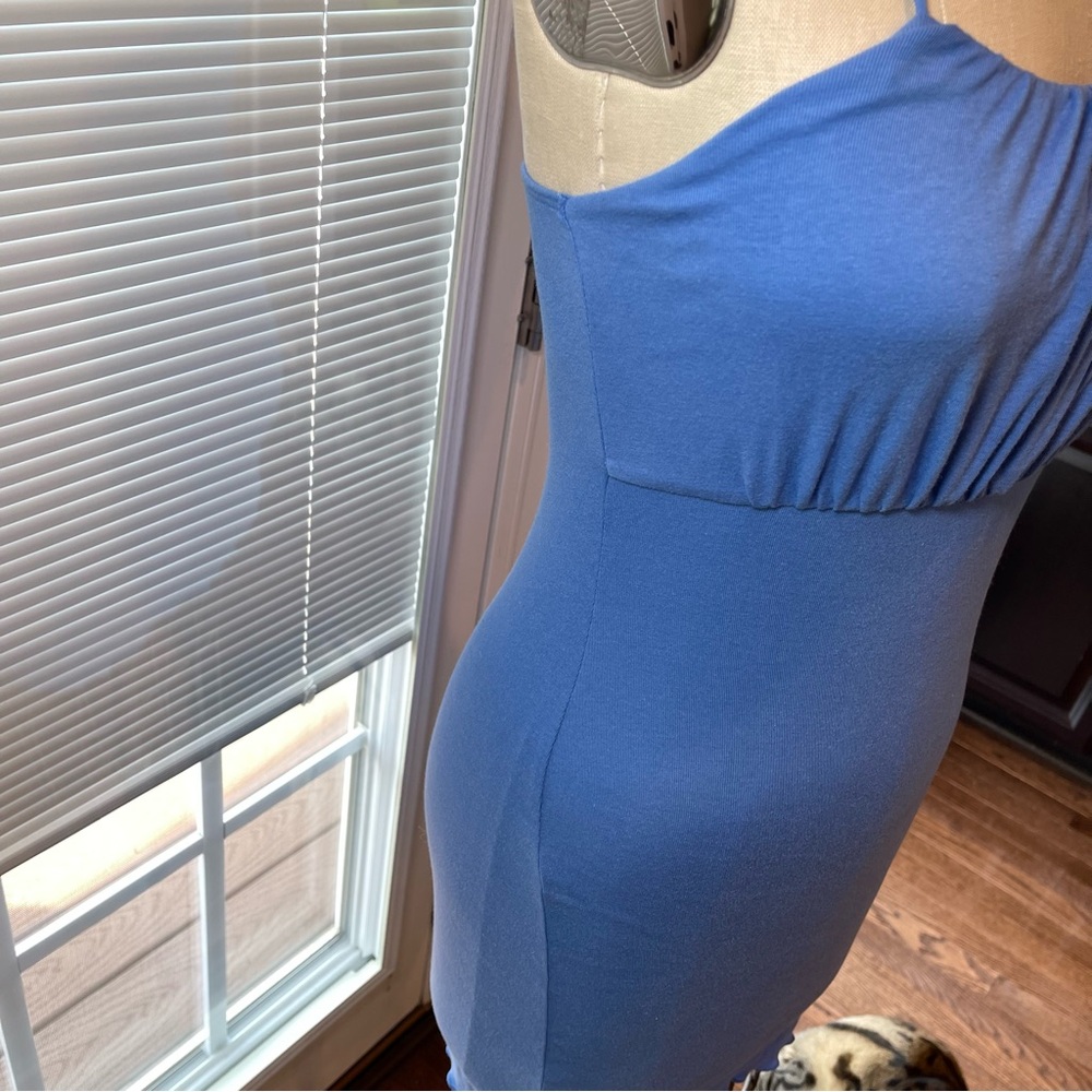 Blue Mini Dress Y2K Bodycon Ruched Strappy Wild Fable S - Picture 5 of 11